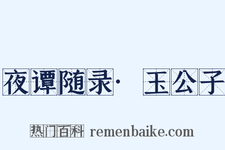夜谭随录·玉公子是什么意思的图片